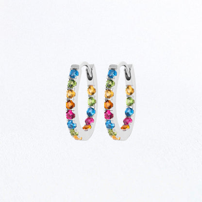 Boucles d'oreilles créoles colorées argent 925 zirconium 1,5 cm Rainbow Loop Bellaime 2