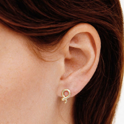 Puces d'oreilles serpent Serpentina plaqué or Bellaime 2