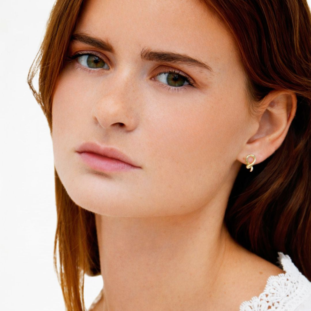 Puces d'oreilles serpent Serpentina plaqué or Bellaime 3