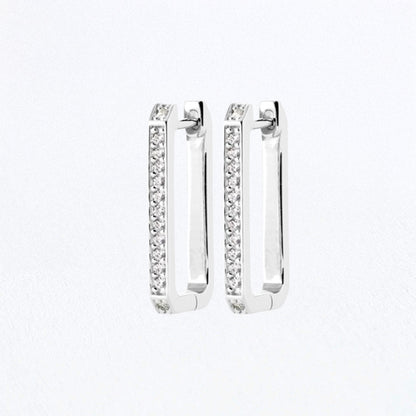 Boucle d'oreille rectangulaire creole argent 925 zirconium 2,3 cm Strike the Pose Bellaime