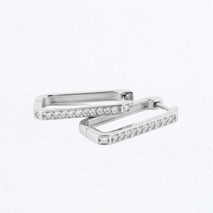 Boucle d'oreille rectangulaire creole argent 925 zirconium 2 cm Strike the Pose Bellaime 5