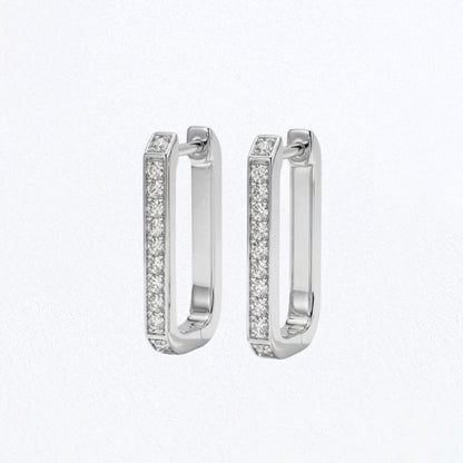 Boucle d'oreille rectangulaire creole argent 925 zirconium 2 cm Strike the Pose Bellaime