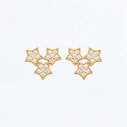 Puces d'oreilles etoile plaqué or 18K zirconium The Magic Bellaime 2