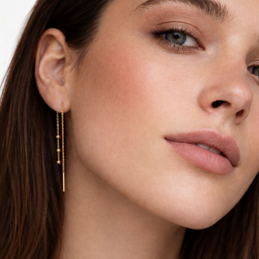 Boucles d'Oreilles pendantes Plaqué Or Trinity 18K Bellaime 2