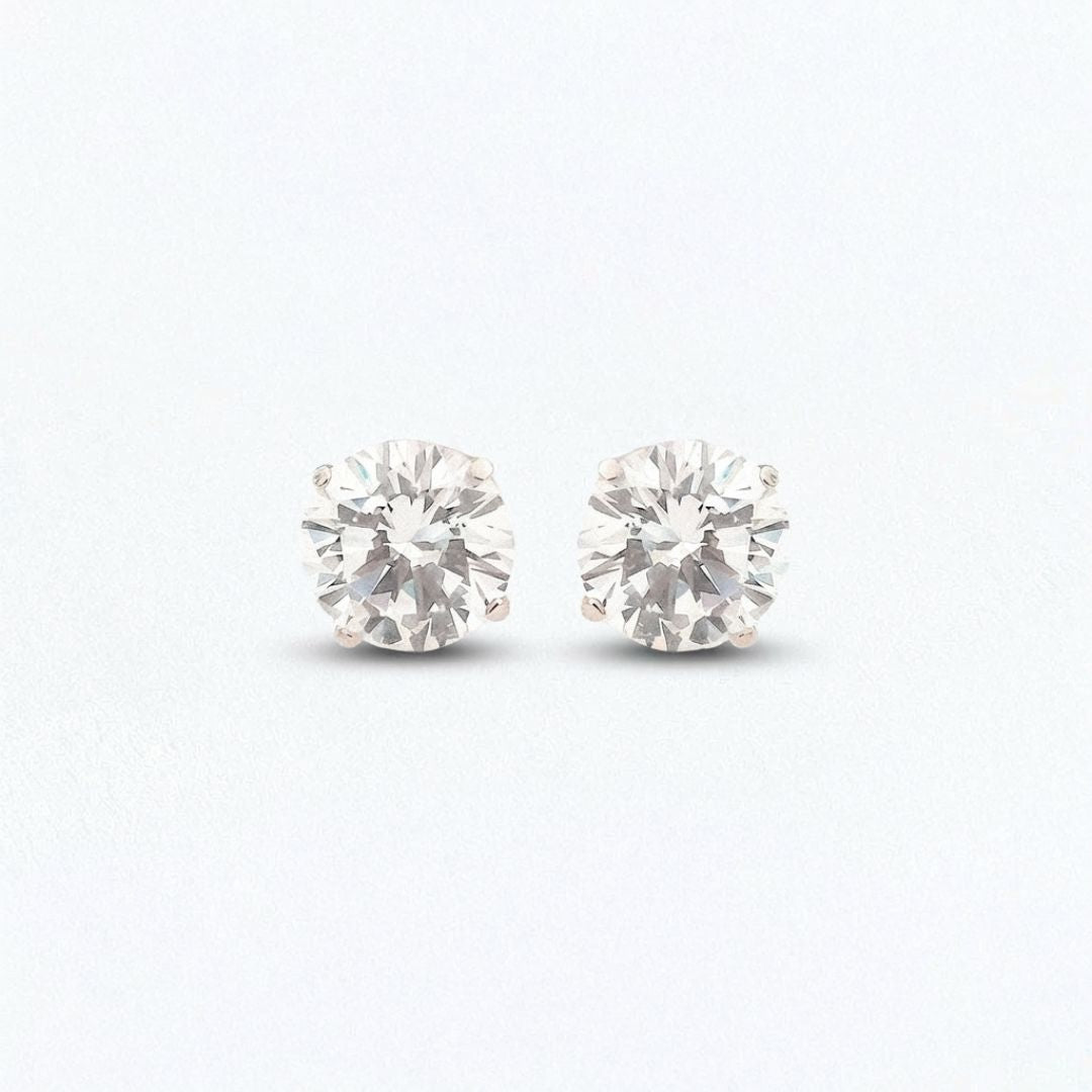 Boucle d'oreille puce argent 925 zirconium 8 mm Basic & Perfect Bellaime