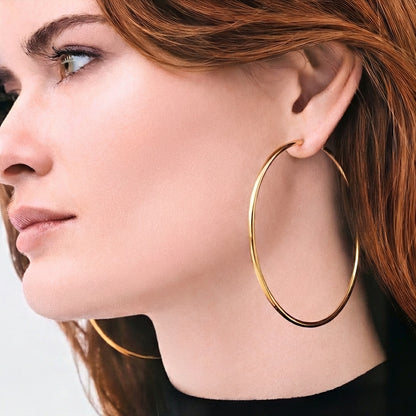 Boucles d'oreilles créoles 7 cm acier inoxydable Bellaime 2