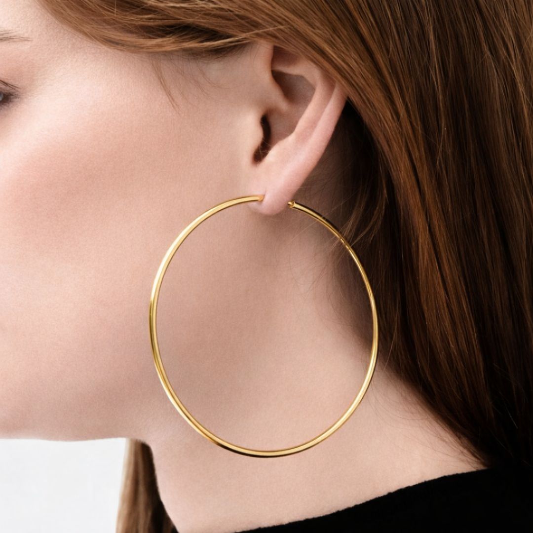 Boucles d'oreilles créoles 7 cm acier inoxydable Bellaime 3