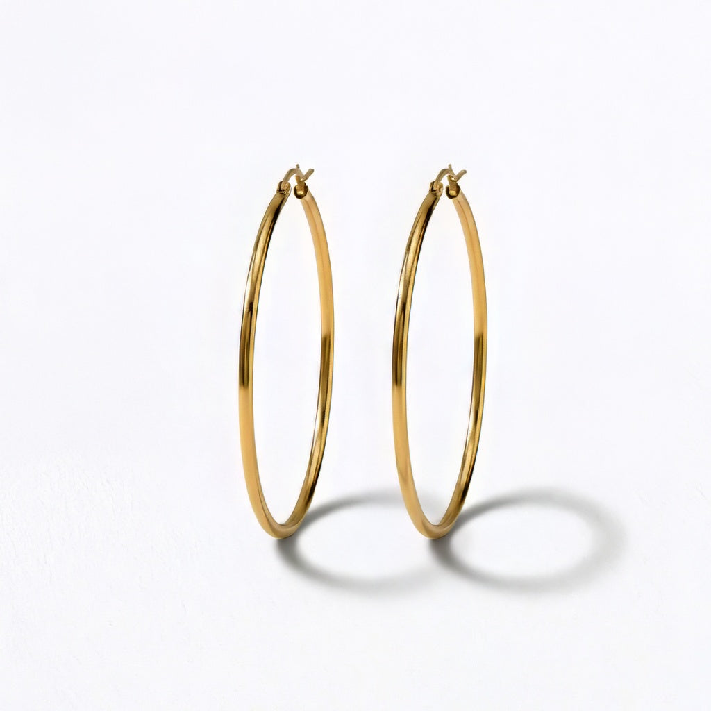 Boucles d'oreilles créoles 3 cm plaqué or  Basic & Perfect Bellaime