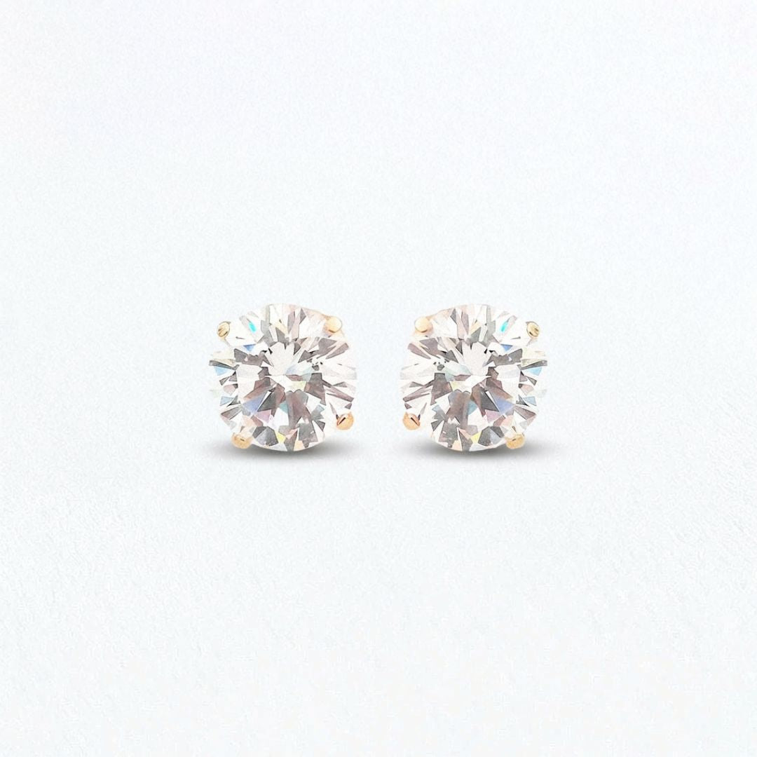 Puces d'oreilles 8 mm plaqué or 18K zirconium Basic & Perfect Bellaime