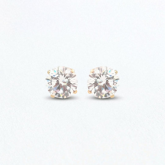 Puces d'oreilles 8 mm plaqué or 18K zirconium Basic & Perfect Bellaime