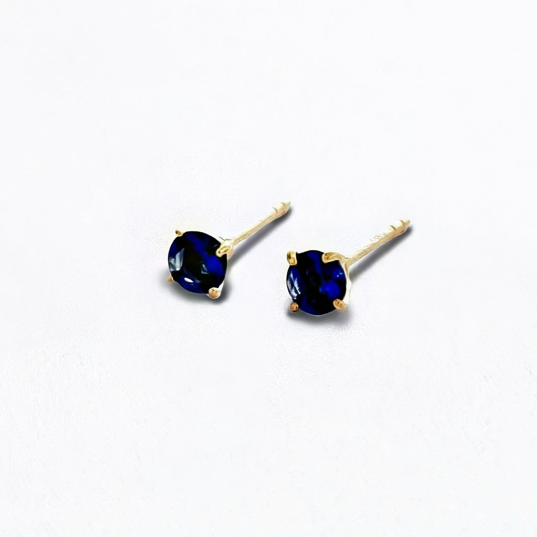 Puce d'oreille bleu plaqué or 18K zirconium Blue Mania Bellaime