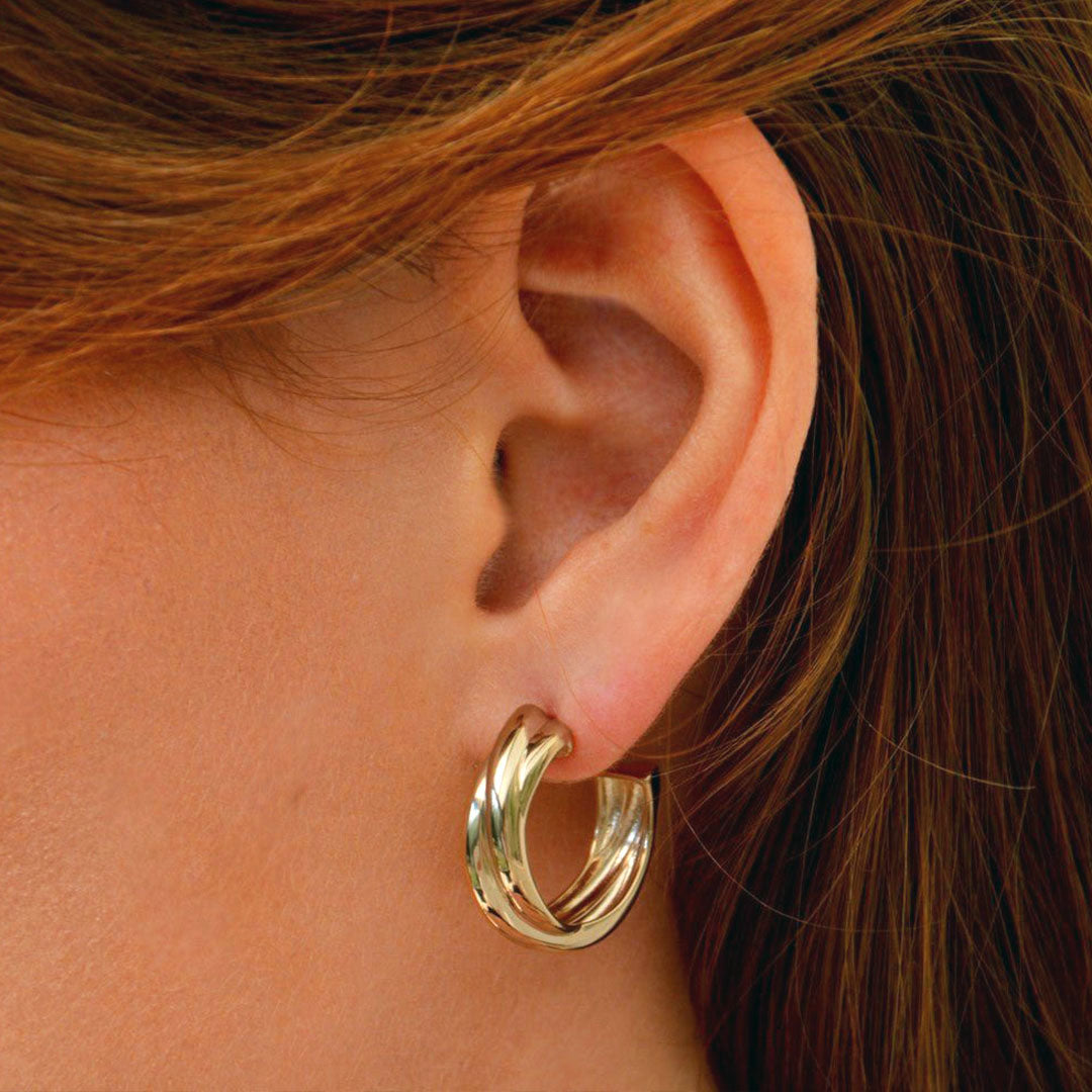 Boucles d'oreilles créoles plaqué or 18K 2 cm Bonny Bellaime 3