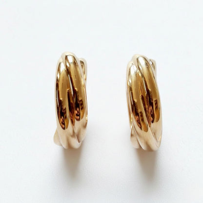 Boucles d'oreilles créoles plaqué or 18K 2 cm Bonny Bellaime 4