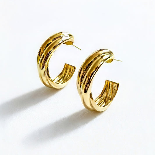 Boucles d'oreille Créole 40 mm Plaqué Vermeil Laminé Or 18K Boucles d'oreille Créole 40 mm Plaqué Vermeil Laminé Or 18K