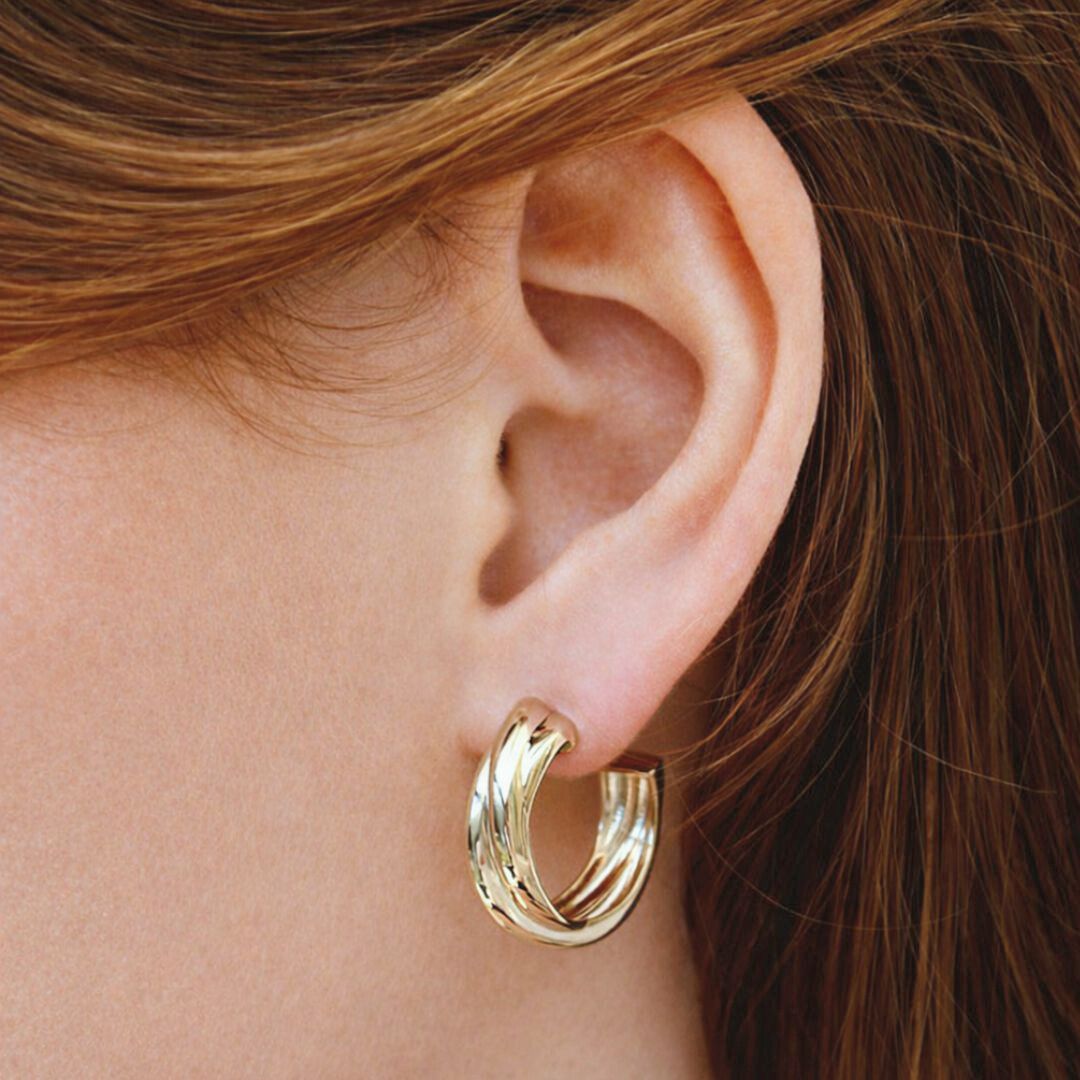 Boucles d'oreilles créoles plaqué or 18K 2 cm Bonny Bellaime 3