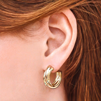 Boucles d'oreilles créoles plaqué or 18K 2 cm Bonny Bellaime 3