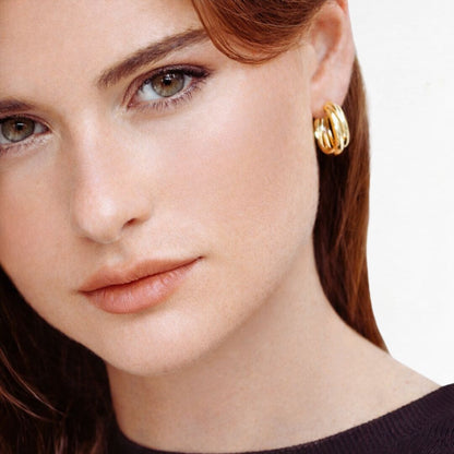 Boucles d'oreilles créoles plaqué or 18K 2 cm Bonny Bellaime 2