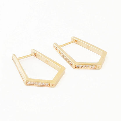 Boucles d'oreilles créoles plaqué or 18K zirconium 2,5 cm Contemplation Bellaime 3