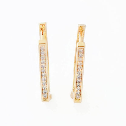 Boucles d'oreilles créoles plaqué or 18K zirconium 2,5 cm Contemplation Bellaime 4
