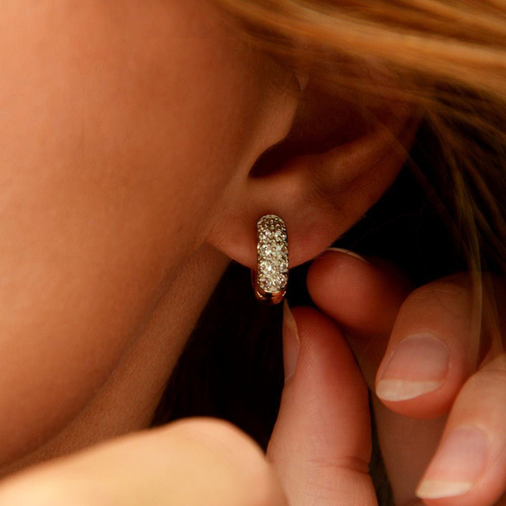 Boucles d'oreilles créoles plaqué or 18K zirconium 1 cm Bliss Bellaime 2