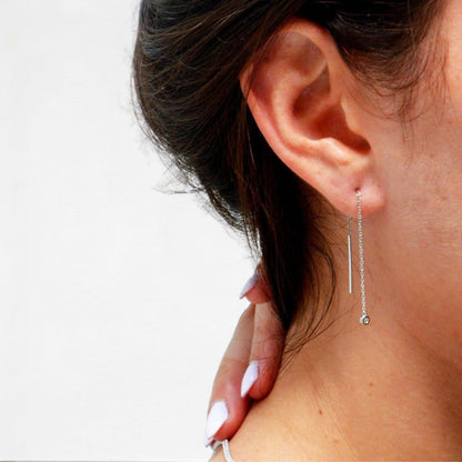 Boucle d'oreille fil argent 925 zirconium The One Bellaime 2