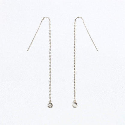 Boucle d'oreille fil argent 925 zirconium The One Bellaime 2