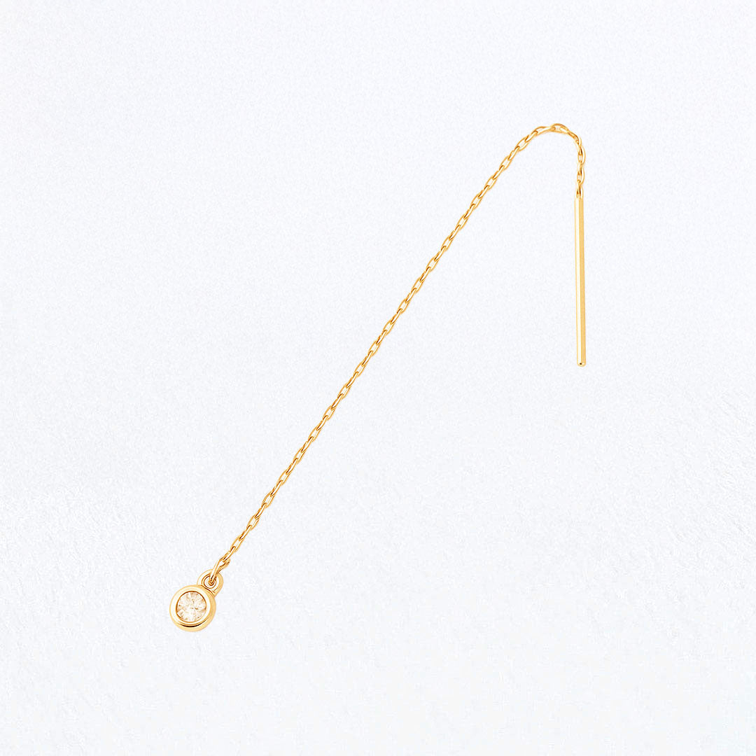 Boucle d'oreille fil plaqué or 18K zirconium The One Bellaime 4