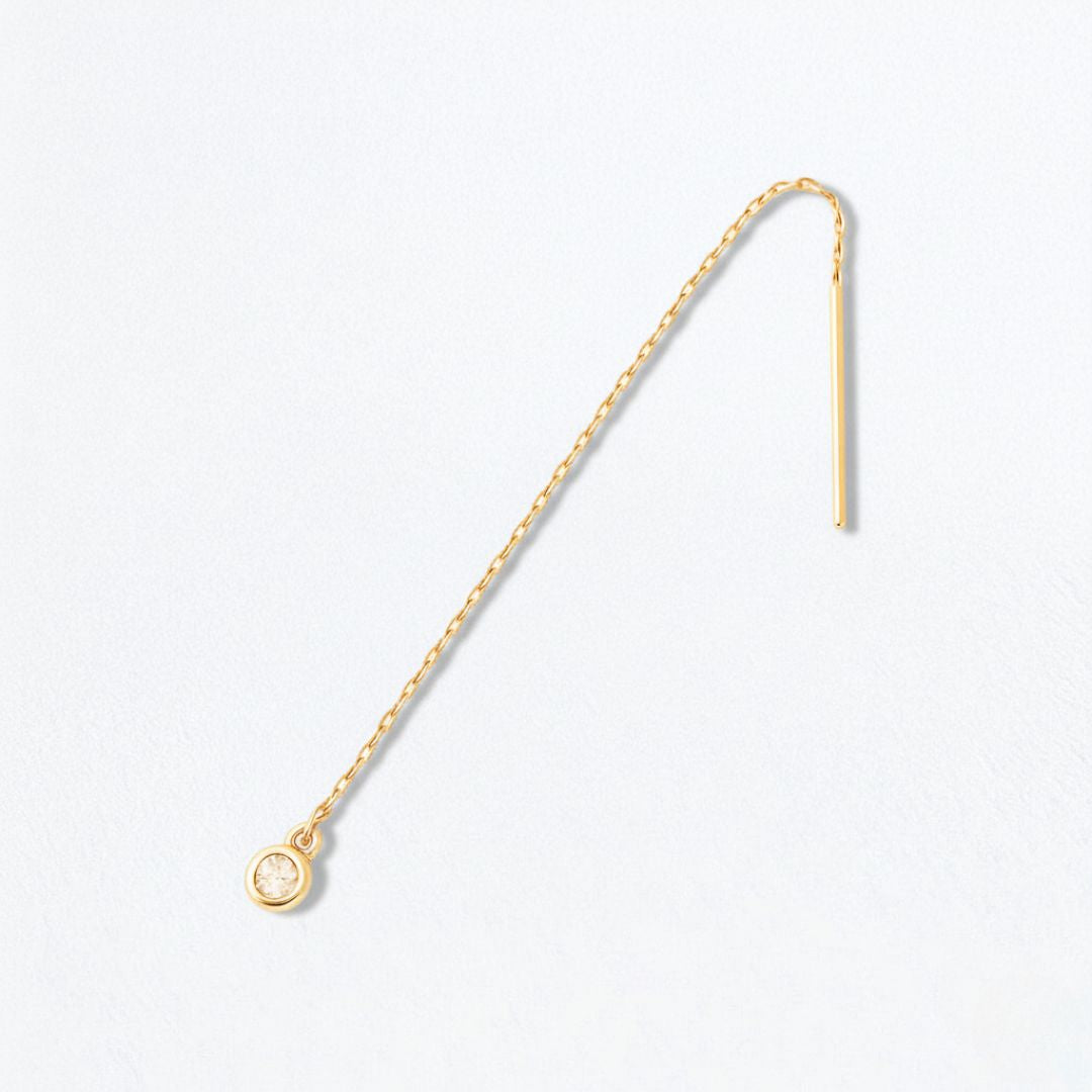 Boucle d'oreille fil plaqué or 18K zirconium The One Bellaime 5