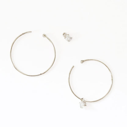 Boucles d'oreilles créoles argent 925 zirconium 3 cm Go Girl Bellaime 4
