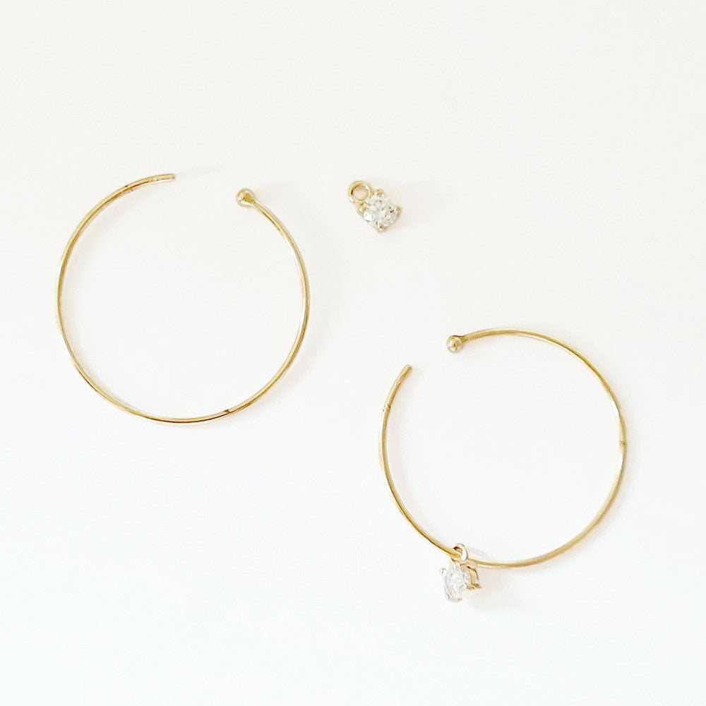 Boucles d'oreilles créoles plaqué or 18K zirconium 3 cm Go Girl Bellaime 3