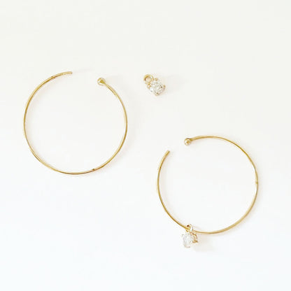 Boucles d'oreilles créoles plaqué or 18K zirconium 3 cm Go Girl Bellaime 3