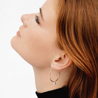 Boucles d'oreilles créoles plaqué or 18K zirconium 3 cm Go Girl Bellaime 4