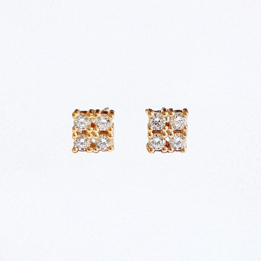 Puces d'oreilles plaqué or 18K zirconium Harmony Bellaime
