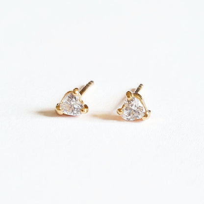Boucle d'oreille coeur puce plaqué or 18K zirconium Heart of Glass Bellaime 3