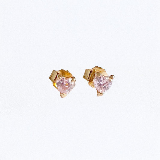 Boucles d'Oreilles Heart of Glass Rose - Plaqué Or 18K et Zirconium Bellaime