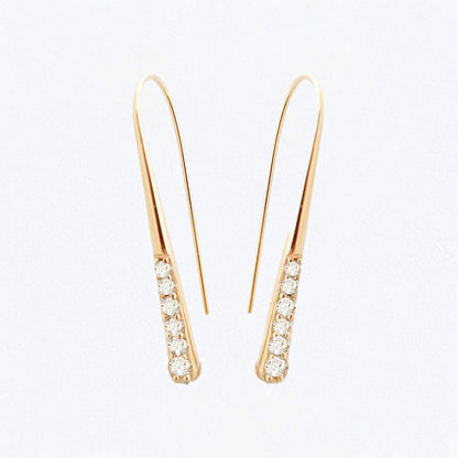 Boucles d'oreilles pendantes plaqué or 18K zirconium 3,5 cm Larmes de Joie Bellaime