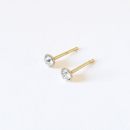 Puces d'oreilles plaqué or 18K zirconium Little Spark Bellaime 3