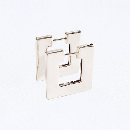 Boucles d'oreilles créoles carrées argent 925 2,3 cm Love Story Bellaime