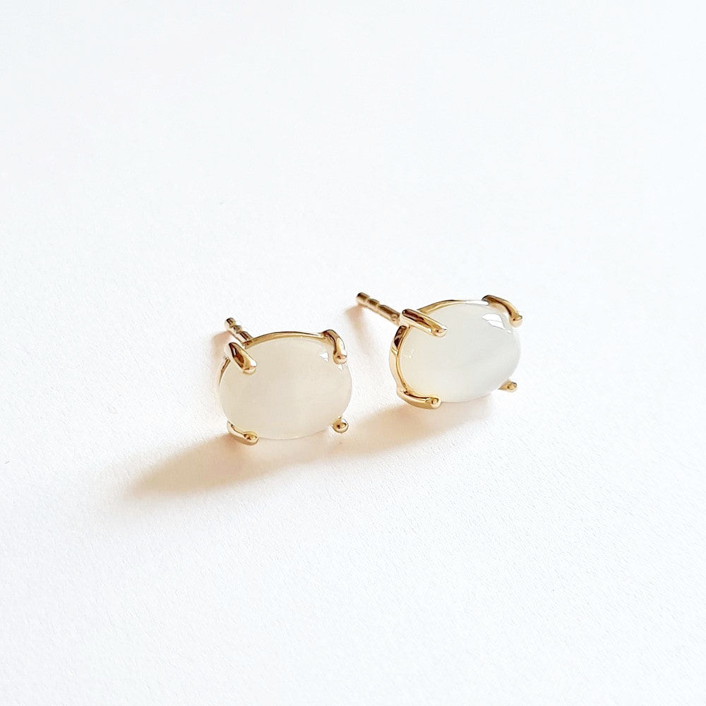 Boucles d'oreilles pierre de lune plaqué or 18K Bellaime 5