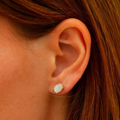 Boucles d'oreilles pierre de lune plaqué or 18K Bellaime 2