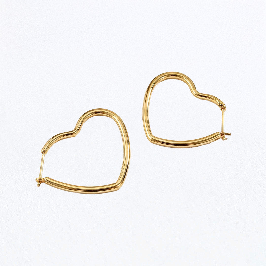 Boucle d'oreille creole coeur plaqué or 18K 4 cm Pure Love Bellaime 4