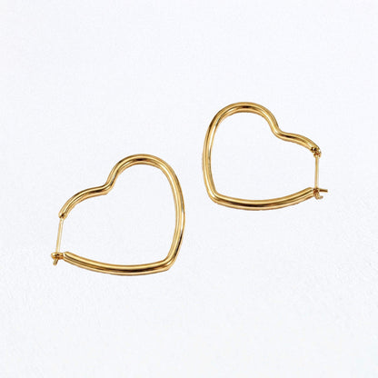 Boucle d'oreille creole coeur plaqué or 18K 4 cm Pure Love Bellaime 4