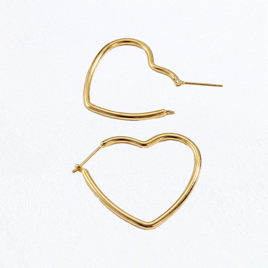 Boucle d'oreille creole coeur plaqué or 18K 4 cm Pure Love Bellaime 5