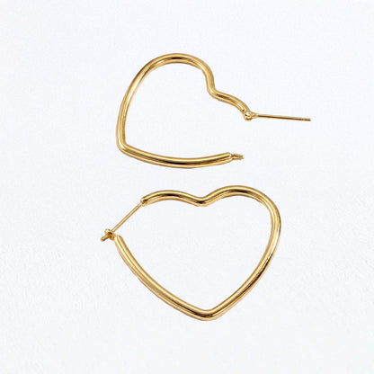 Boucle d'oreille creole coeur plaqué or 18K 4 cm Pure Love Bellaime 5