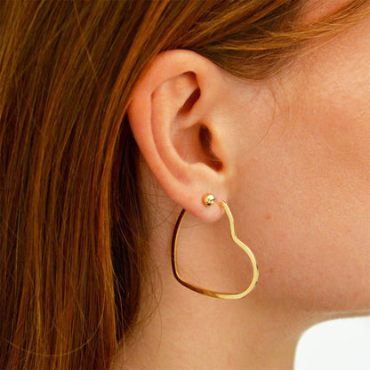 Boucle d'oreille creole coeur plaqué or 18K 4 cm Pure Love Bellaime 2