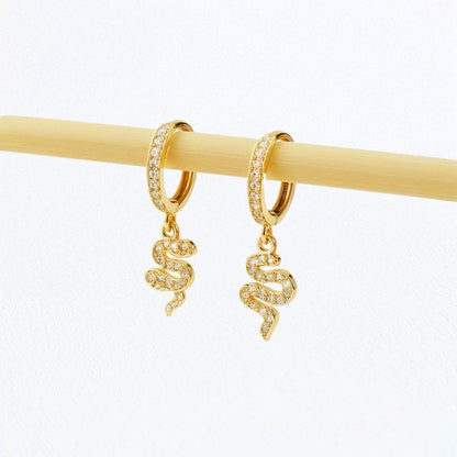 Boucle d'oreille serpent créole plaqué or 18K zirconium 2 cm Bellaime