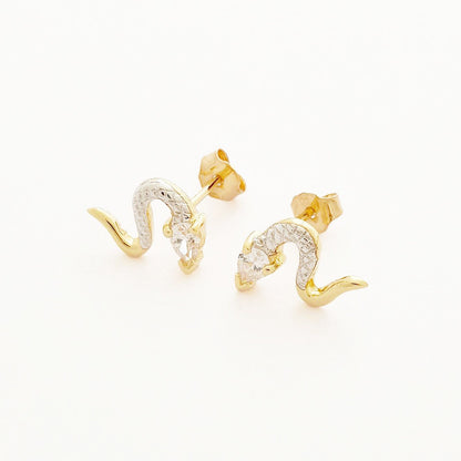 Boucle d'oreille serpent puce plaqué or 18K zirconium Bellaime 6