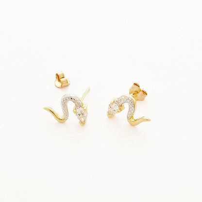 Boucle d'oreille serpent puce plaqué or 18K zirconium Bellaime 5