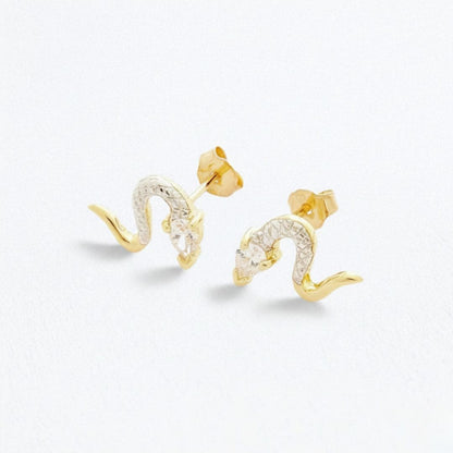 Boucle d'oreille serpent puce plaqué or 18K zirconium Bellaime 5