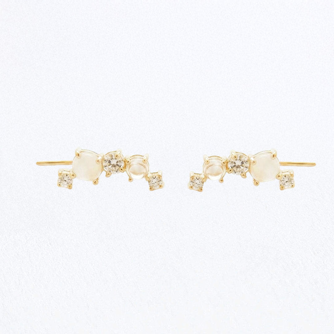 Boucles d'oreilles pierre de lune grimpantes plaqué or 18K To The Moon Bellaime